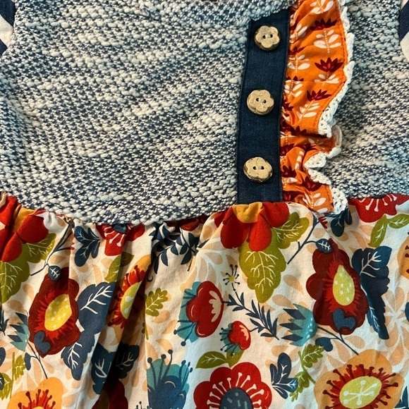 Colorful Kids Casual Dress with Floral and Striped Design - Picture 6 of 8